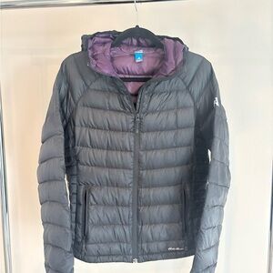 Eddie Bauer Women's Charcoal and Purple Puffer Jacket